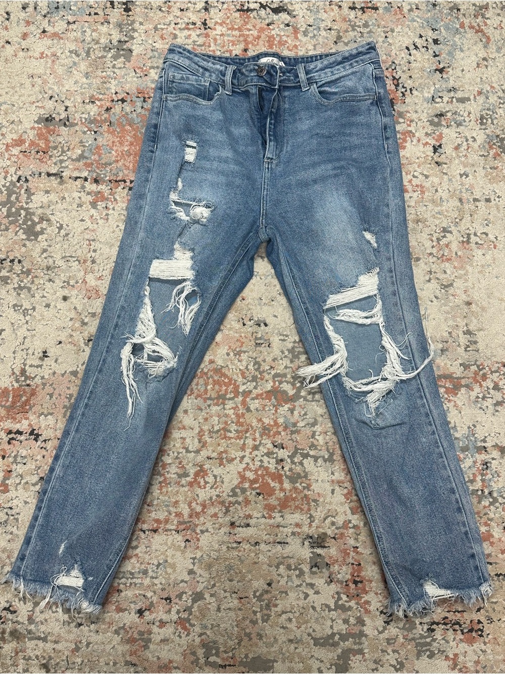 Cello Women's Light Blue Distressed Boyfriend Jeans